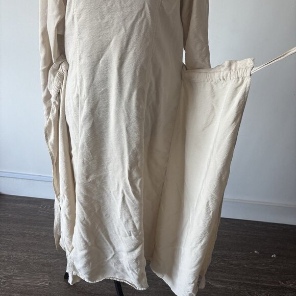 Madewell Tie-Front Paperbag Midi Dress Faux Wrap Peasant Boho Sz Medium - Picture 11 of 16